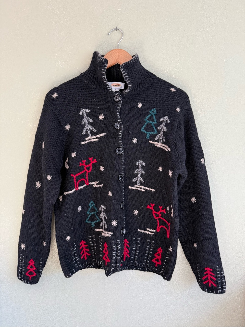 Black Wool Knit Christmas Sweater Women’s Size Medium